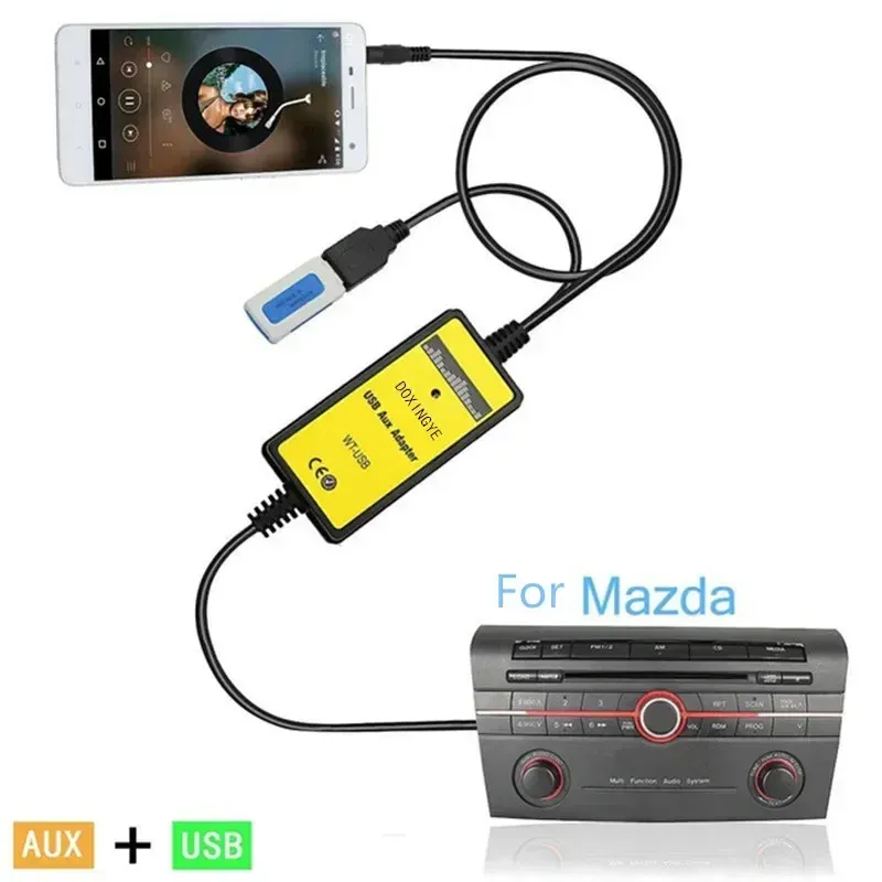 

Адаптер DOXINGYE USB AUX для MP3-плеера, 3,5 мм, для Mazda 2/3/5/6/CX7/MX5/MPV/Miata/Tribute/RX8