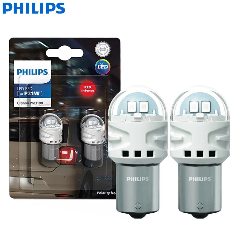

Лампы Philips Ultinon Pro3100 светодиодный P21W 1156 S25, красные, белые автомобильные поворотники, задние фонари, стоп-сигнал, противотуманные балки, 2x
