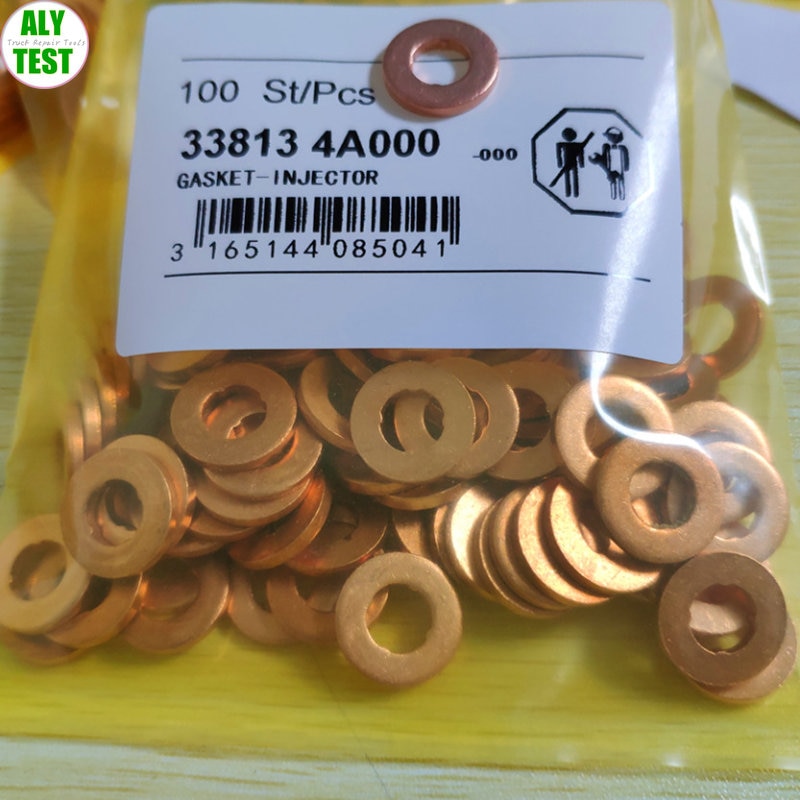 

ALYTEST 100 шт. медная шайба/дизельные прокладки форсунок Common Rail 2,5 CRDi F00VC17504 338134 Уплотнение A000