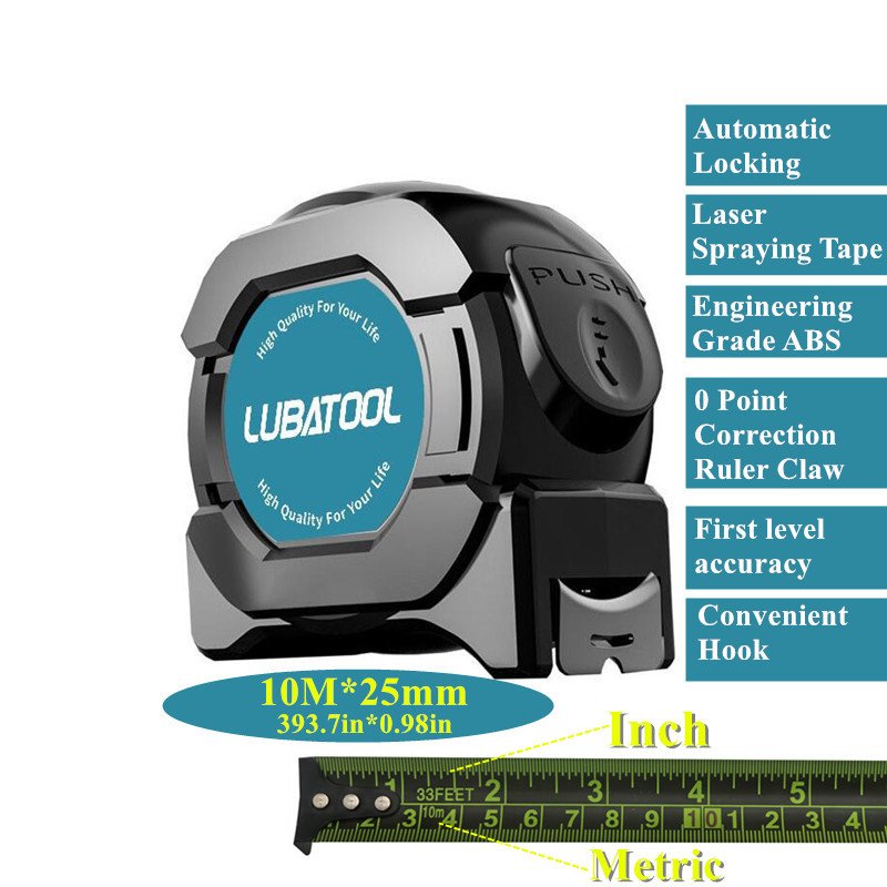 

LUBATOOL 5/7,5/10 м флуоресцентная стальная рулетка с защитой от падения, высокоточная лазерная линейка для струйной коробки, измерительный инструмент, линейка