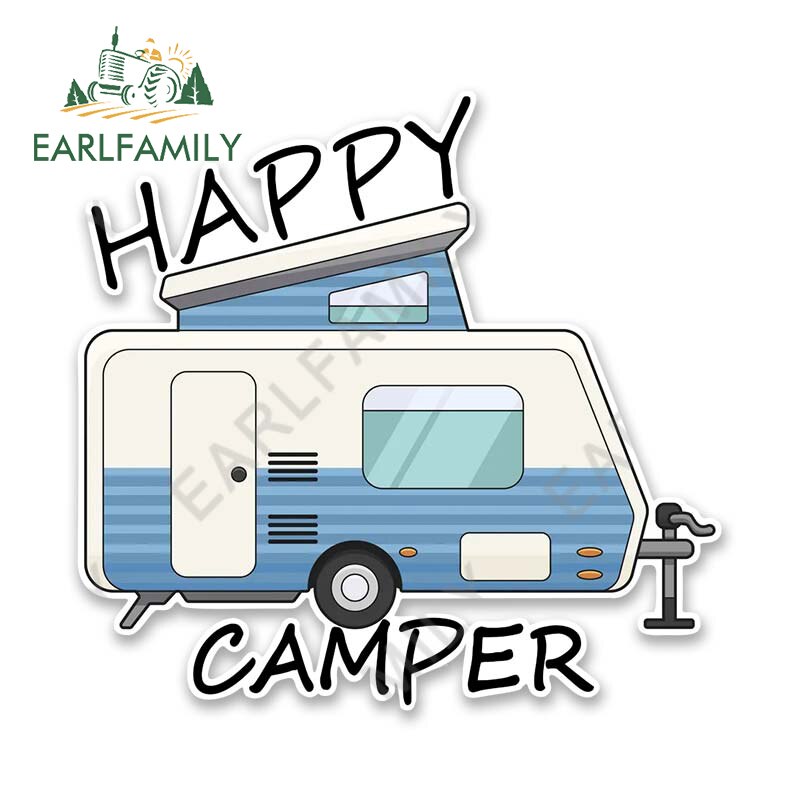 

EARLFAMILY 13 см x 8,3 см для Happy Camper забавные автомобильные наклейки бампер RV VAN тонкая наклейка винил JDM автомобильные аксессуары мультфильм