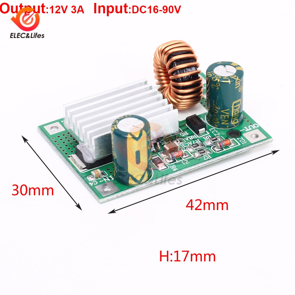 

DC-DC 16V-90V To 12V 3A понижающий модуль питания регулируемый регулятор напряжения понижающий преобразователь понижающий модуль платы