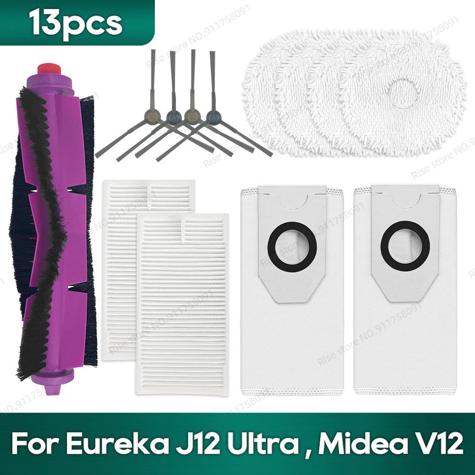 

Совместимость с Eureka J12 Ultra, аксессуары Midea V12, основная боковая щетка, фильтр Hepa, швабра, тряпка, мешок для пыли