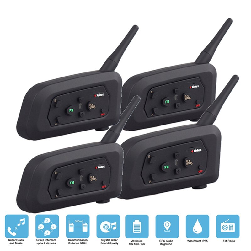 

Bluetooth-интерком для мотоциклетного шлема с FM-радио, 1500 м
