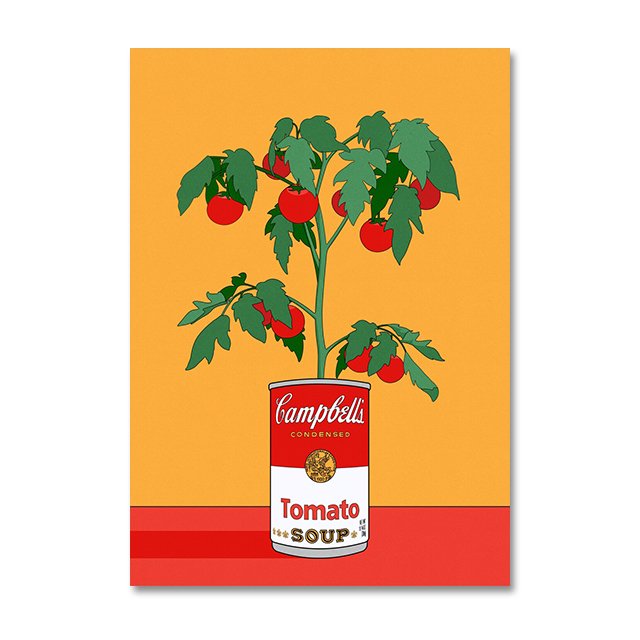 

Суп Campbells, помидоры, растение, ретро холст, постер, подсолнухи в меду, виски, ретро-настенная роспись, снежки в пролитой молочной коробке, изображение