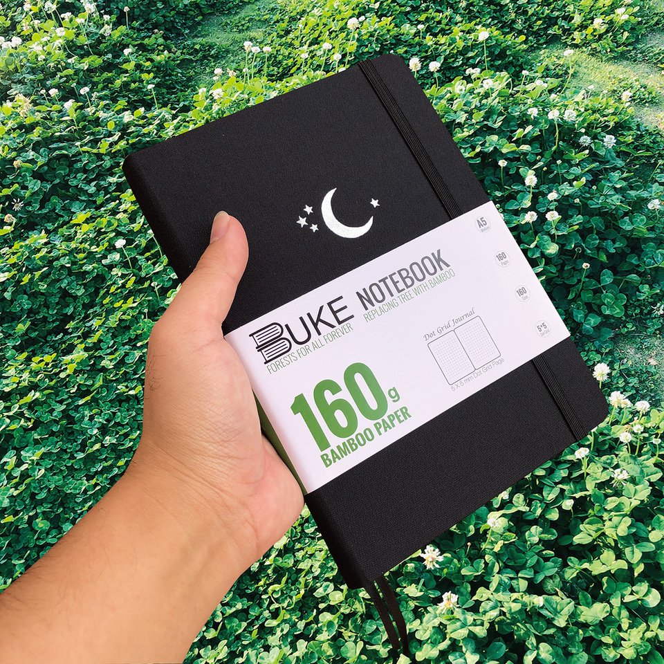

dot grid notebook BK160-24512-1 черный бамбуковый блокнот А5 160 gsm 160 стр