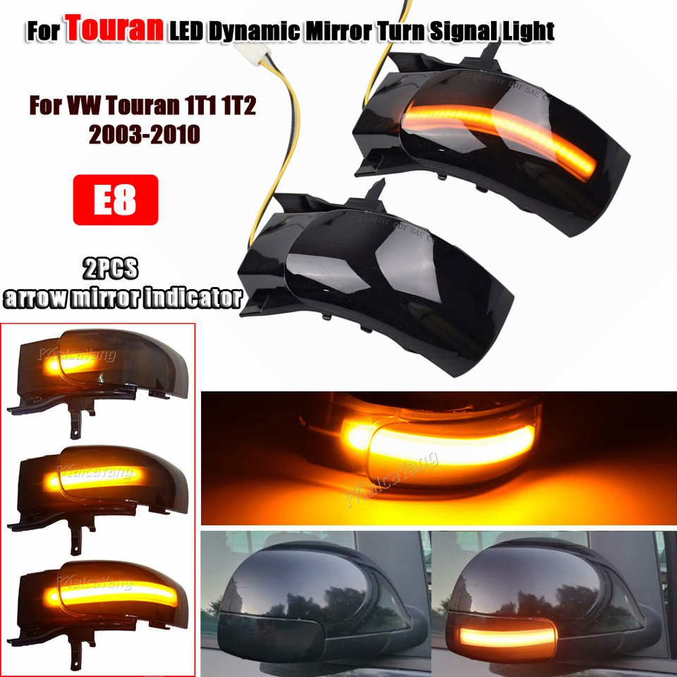 

2x динамический поворотник для VW Touran 1T1 1T2 2003 2004 2005 2006 2007 2009, светодиодный указатель поворота, боковой фонарь, индикатор зеркала со стрелкой