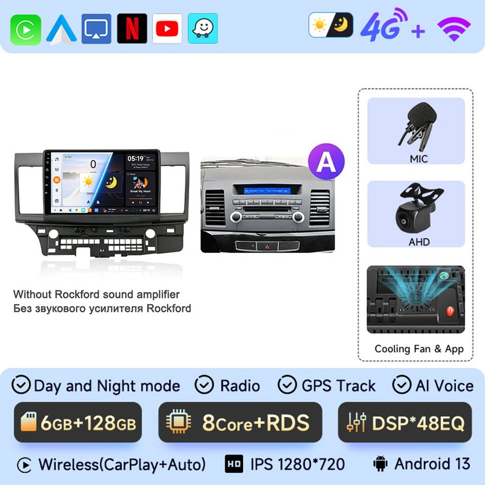 

Для MITSUBISHI LANCER 9 10 X 2008 2009 2010 2011-2016 10-дюймовый Android 13 автомобильный радиоприемник стерео аудио GPS плеер Carplay автоэкран