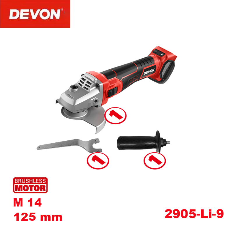 

Высокоскоростной режущий станок DEVONangle sander 2905-Li, полировщик, беспроводной Электроинструмент с литиевой батареей 20 в