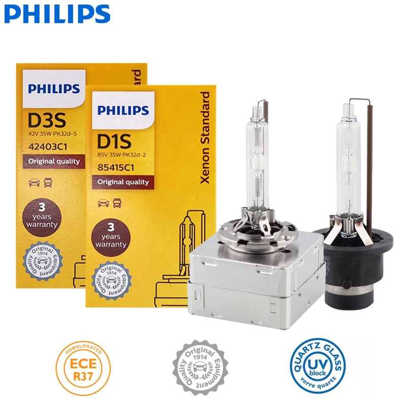 

Philips HID D1S D2S D2R D3S D4S D5S 35 Вт Xenon Standard 4200K Автоматическая оригинальная фара автомобиля, замена лампы, обновление, 1 шт.