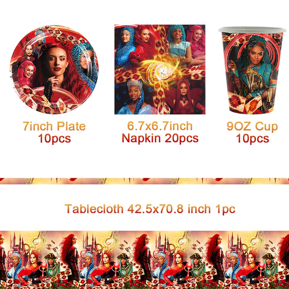 

Одноразовые наборы посуды Disney Descendants Красная тематика