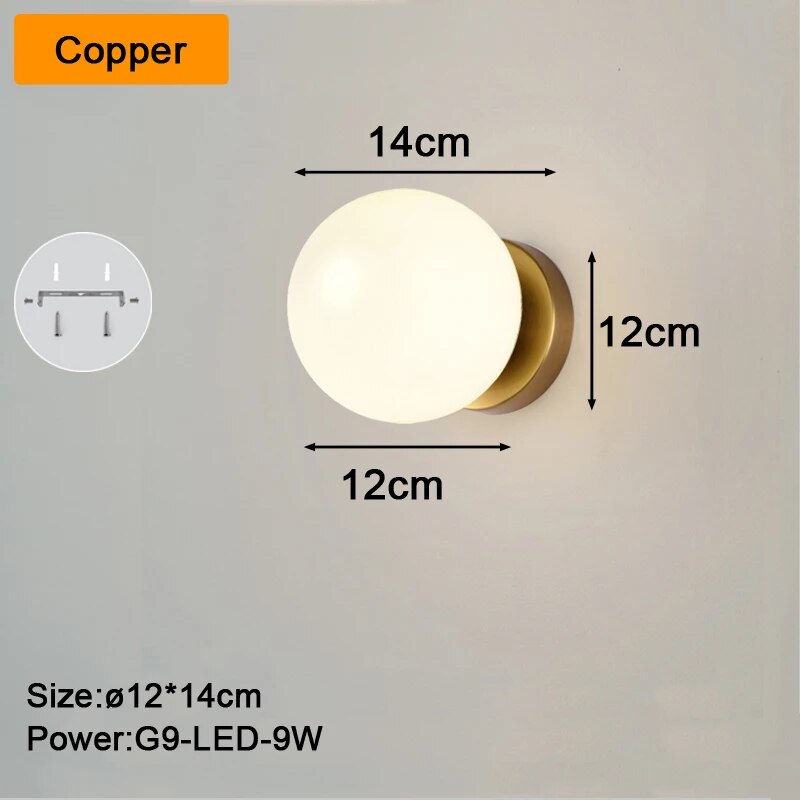 

LED настенные светильники MANGDAL, стеклянный шар, черный/золотой