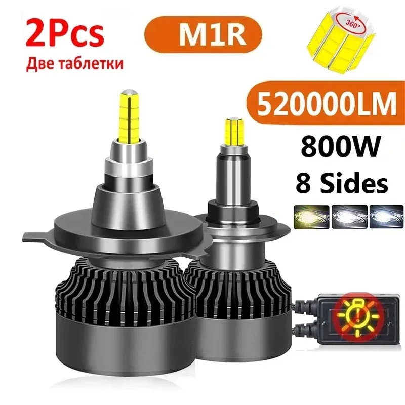 

АНГЗЕЯ 520000 LM 800W H4 H11 LED 360 Canbus 9012 H7 H1 H3 H8 D1S D2S 4300K HB3 9005 HB4 9006 Светодиодная автомобильная фара 6000K Противотуманная фара 12 В