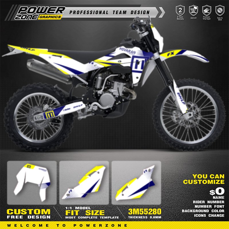 

Комплект наклеек PowerZone Custom Team Graphics для Husqvarna 08-13FE250 2008-2013, наклейки 05
