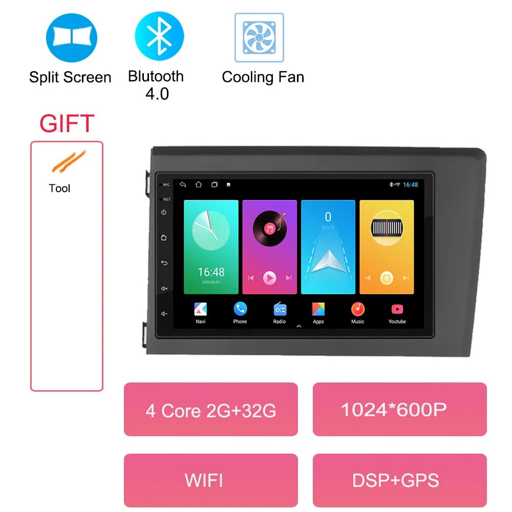 

Автомагнитола CarPlay, 7 дюймов, Android 14, для Volvo XC70 V70 S60 S80 1998-2009, GPS-навигация, 4G BT, универсальная, NO 2Din