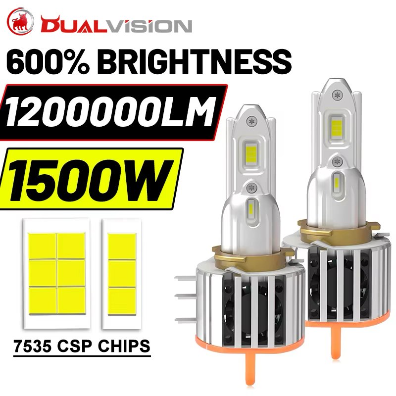 

H15 LED DRL 1500Вт 1200000 LM Canbus 7535 CSP 1:1 Автоматические фонари 6500K Дневные ходовые огни Plug & Play 2 шт. Турболампы 12 В 24 В Dualvision