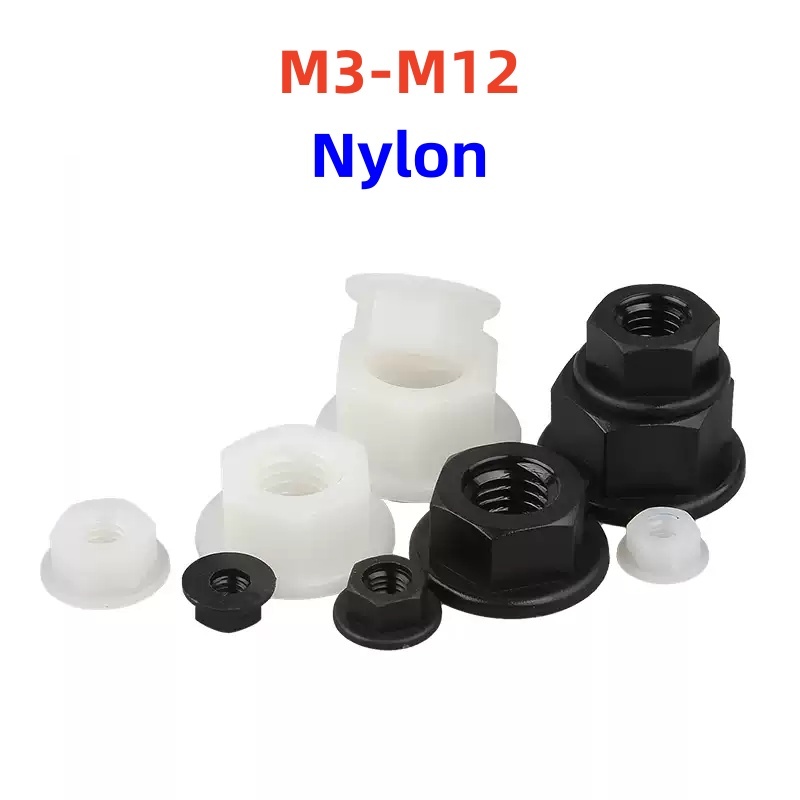 

Нейлоновые фланцевые гайки M3 M4 M5 M6 M8 M10 M12 черные/белые