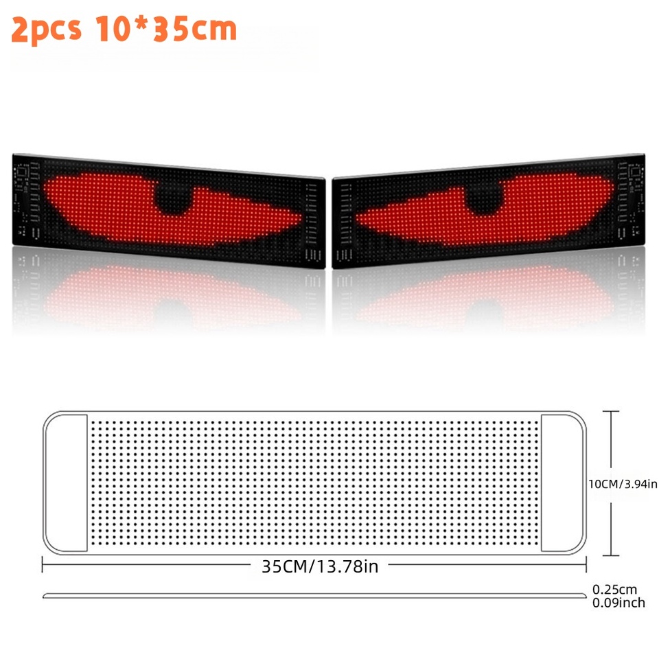 

USB Dynamic Devil Eyes Грузовик Прокрутка лобового стекла Рекламное приложение Bluetooth Управление Автомобильная DIY Светодиодная матрица Пиксельная доска Пульт дистанционного управления