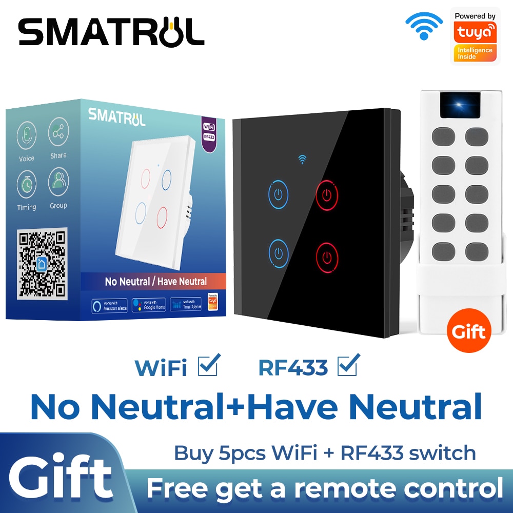 

Смарт-высветильник ель SMATRUL Tuya сенсорный с поддержкой Wi-Fi, 220 В