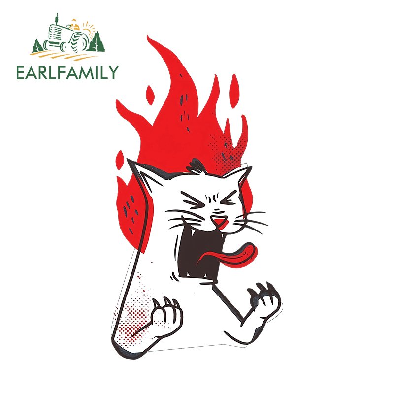 

EARLFAMILY 13 см X 6,9 см для кошки, наклейки на автомобиль «злый огонь», модная наклейка, декор для Windows, ноутбука, автомобильная этикетка