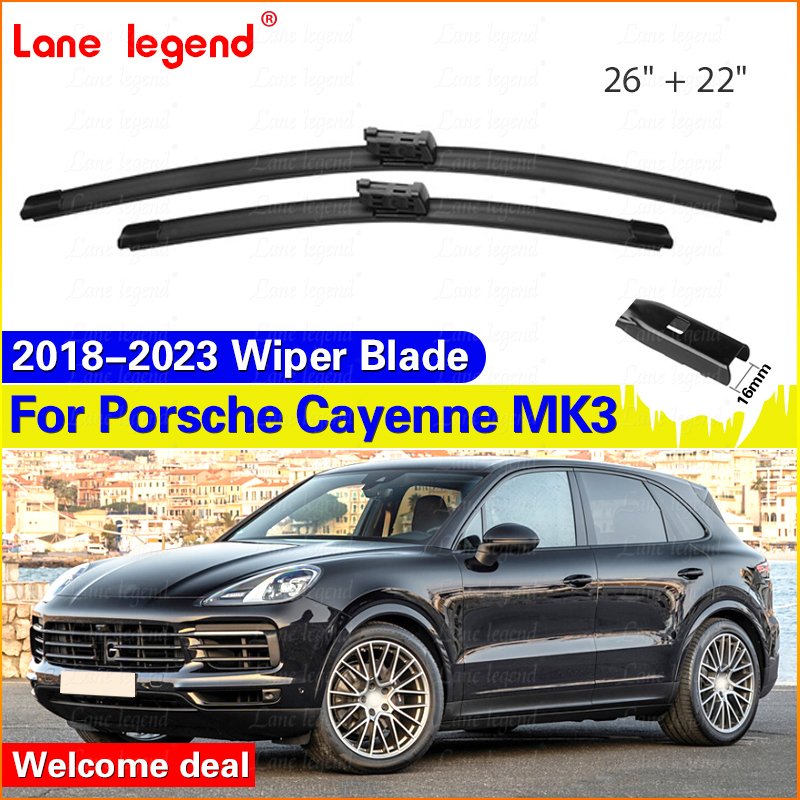 

Щетка стеклоочистителя автомобиля для Porsche Cayenne 9YA 9YB MK3 2018-2023, резиновая заправка для лобового стекла, стеклоочиститель переднего стекла 26 "+ 22", автомобильные аксессуары