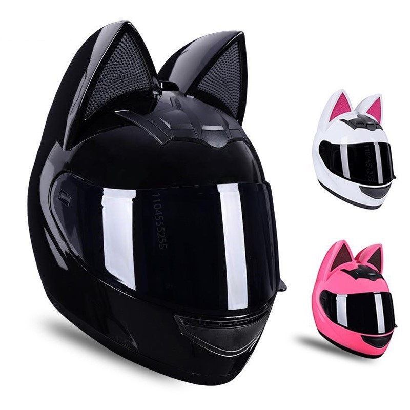 

Женский мотоциклетный шлем с кошачьими ушками, Casco, мотошлем, анфас, шлемы Capacetes De Moto, внедорожный DOT-сертификация