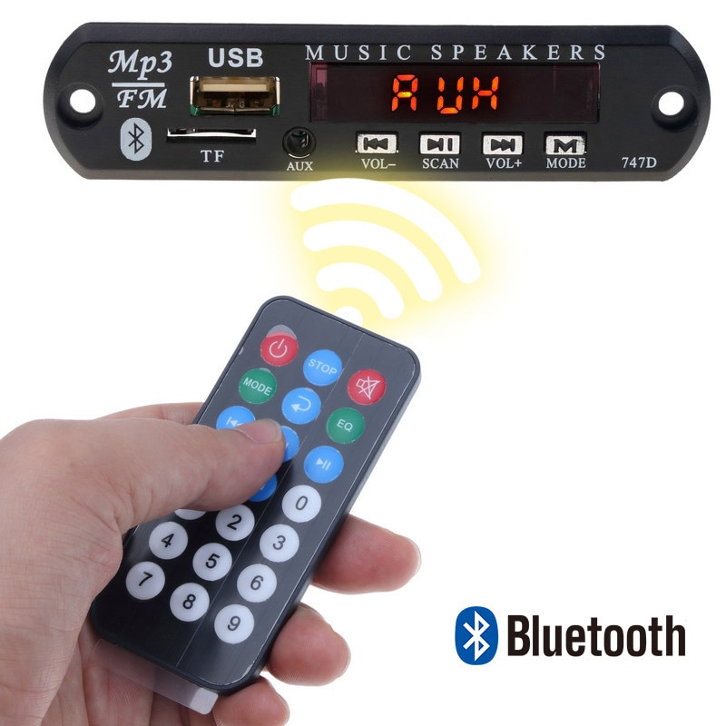 

Kebidu автомобильный USB беспроводной Bluetooth 5,0 5 В 12 В MP3 аудиоплеер декодер плата усилитель для автомобильного аудио TF MP3 радио DIY динамик