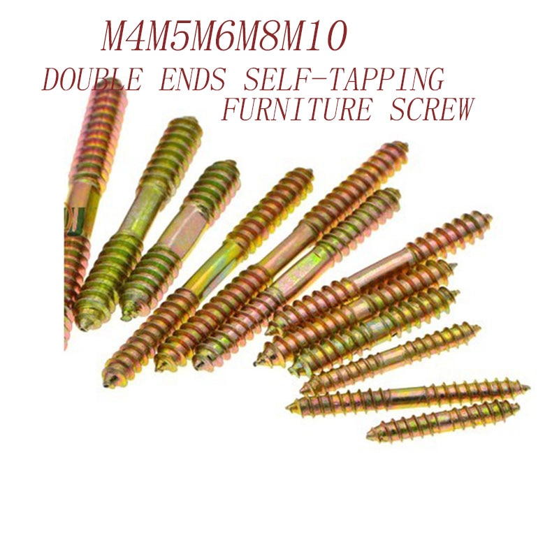

Самонарезающий винтовой соединитель M4/M5/M6/M8/M10 из углеродистой стали с двойным концом для мебели, Wookworking731