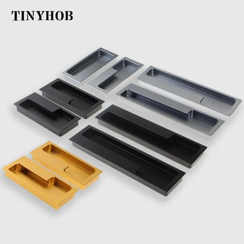 

TINYHOB Встроенная алюминиевая дверная ручка 15.75", черная-серая