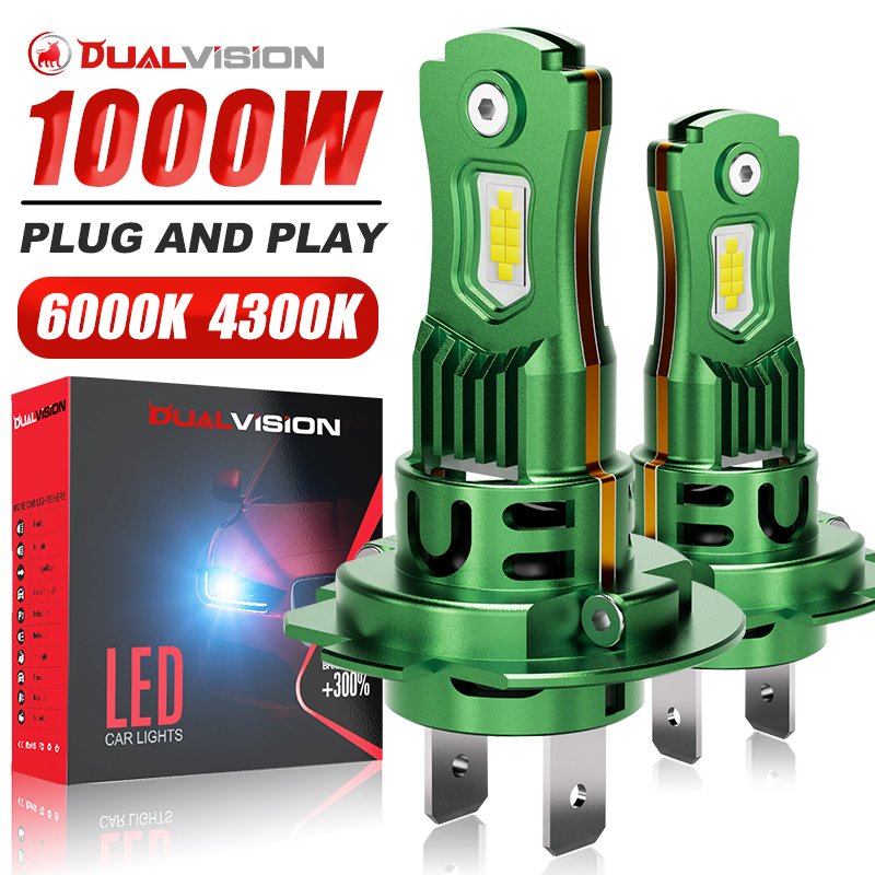 

1000 Вт 1:1 H7 LED CANBUS Light H1 H4 H11 9005 9006 7535 CSP Chip Plug&Play Беспроводная мини-автомобильная фара с вентилятором 6000K 4300K 12V