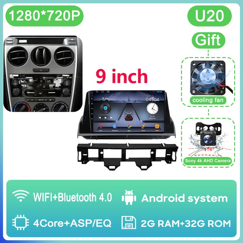 

7862 Android 13 для Mazda 6 2002 - 2008 мультимедийный автомобильный плеер авторадио GPS видеонаблюдение стерео радио 2din DVD BT