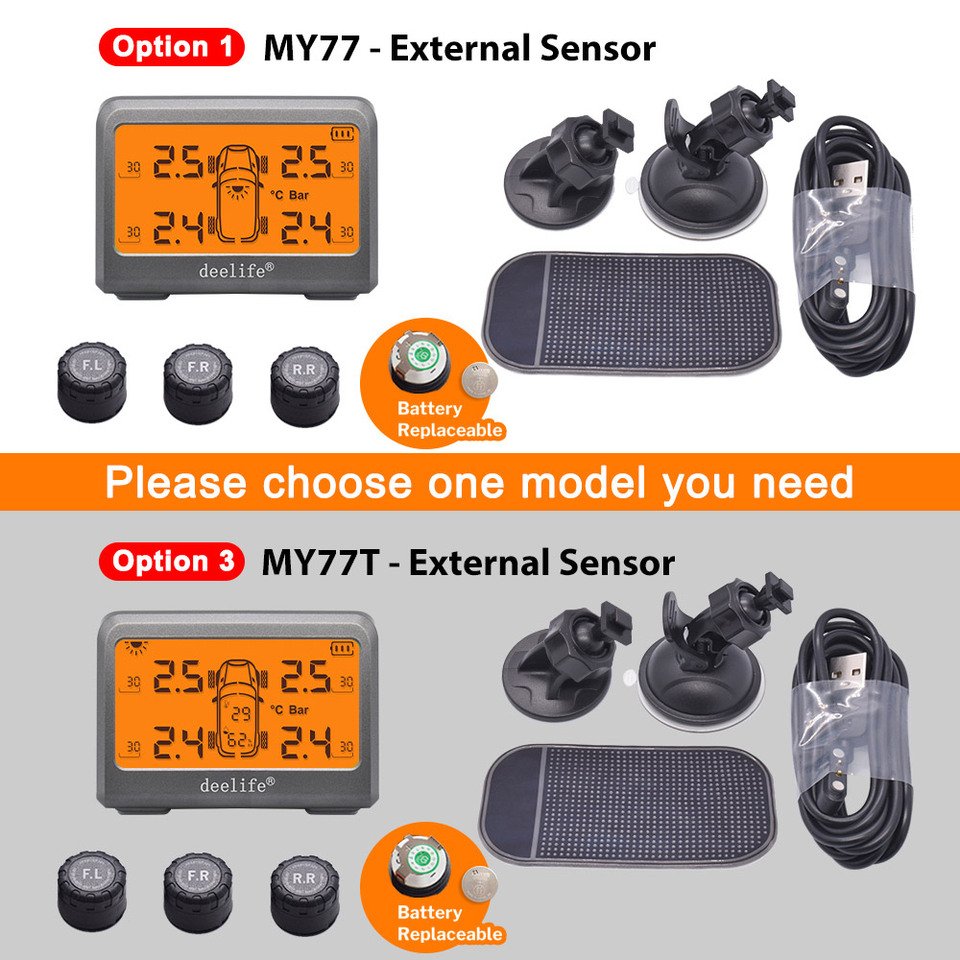 

Deelife TPMS Солнечная система контроля давления в шинах с 4-колесным датчиком шин для автомобиля TMPS