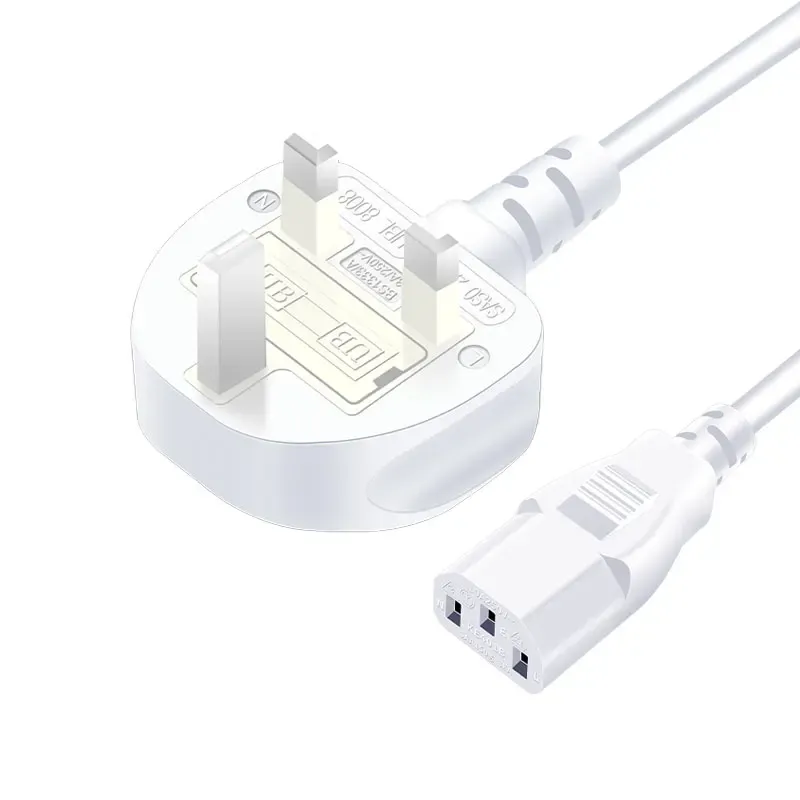 

Шнур питания для Великобритании IEC320 C13, 1,5 м, белый, вилка G, британский кабель питания переменного тока для компьютерного хоста, медицинского сервера, настольного принтера