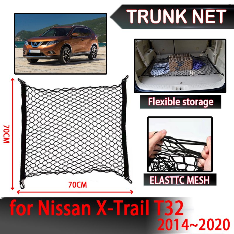 

Аксессуары для Nissan X-Trail T32, 2014–2020 гг., сетка для заднего багажника автомобиля, органайзер, нейлоновая эластичная веревка, внутренние детали, держатель сетки для багажа