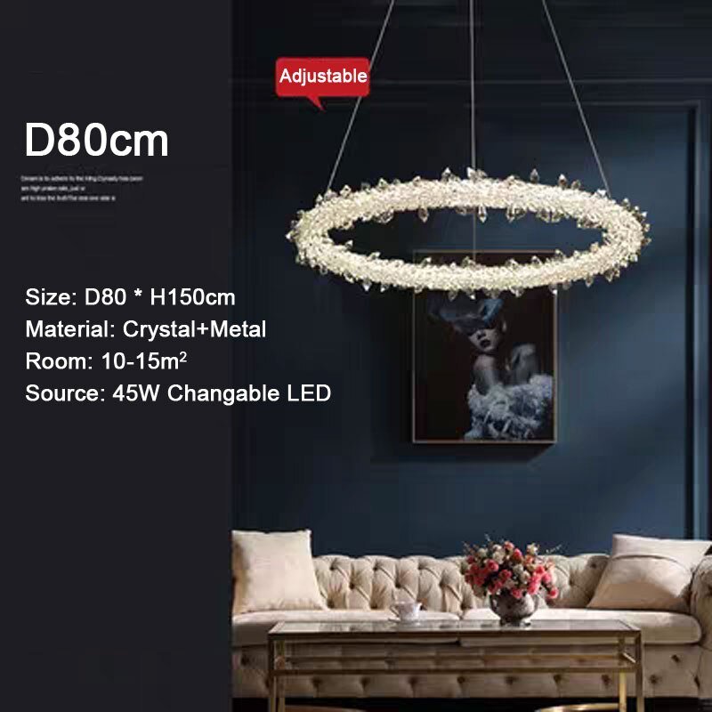 

Светодиодный хрустальный венок, подвесной светильник, современный подвесной светильник для столовой, спальни, гостиной, журнальных столиков, домашнего декора, освещение