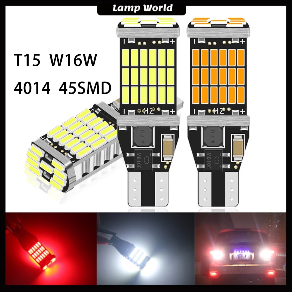 

2 шт. T15 W16W 921 912 T16 902 светодиодные лампы высокой мощности 45 шт. 4014SMD Супер яркий 1200LM Замена для автомобиля фонарь заднего хода белый