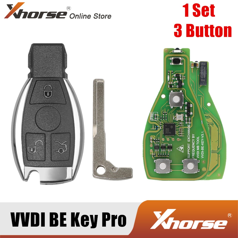 

Xhorse VVDI BE Key Pro Улучшенная версия с корпусом Smart Key 3 кнопки Получить 1 бесплатный жетон для инструмента VVDI MB