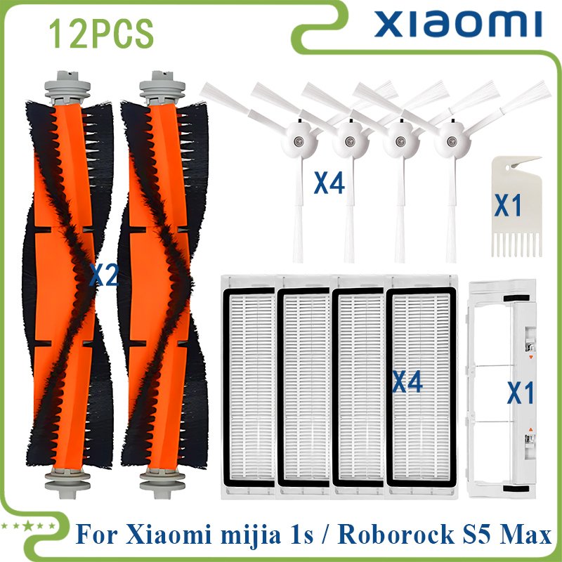 

Подходит для робота-пылесоса Xiaomi Mi 1/1S SDJQR01RR SDJQR02RR Roborock E2 E3 E4 E5 S4 S4 Max S5, основной фильтр с боковой щеткой