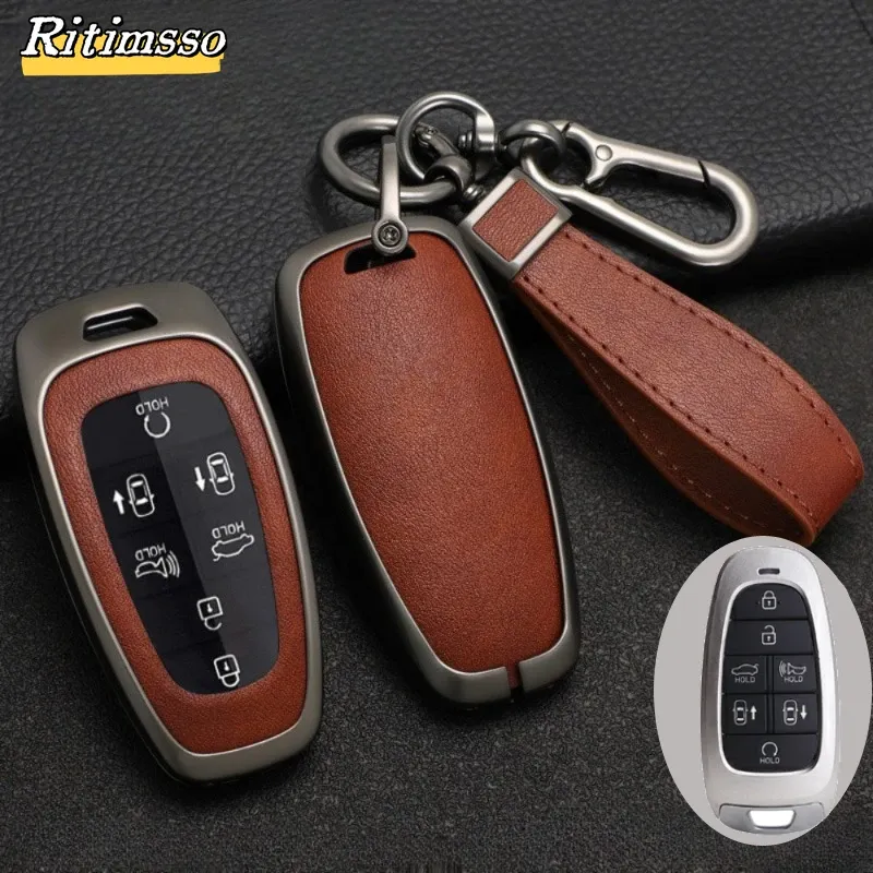

Чехол для автомобильного ключа из сплава + ТПУ для Hyundai Key Case, 7 кнопок для Hyundai Santa Fe Tucson 2022 NEXO NX4 Atos Solaris Prime, чехол для брелока