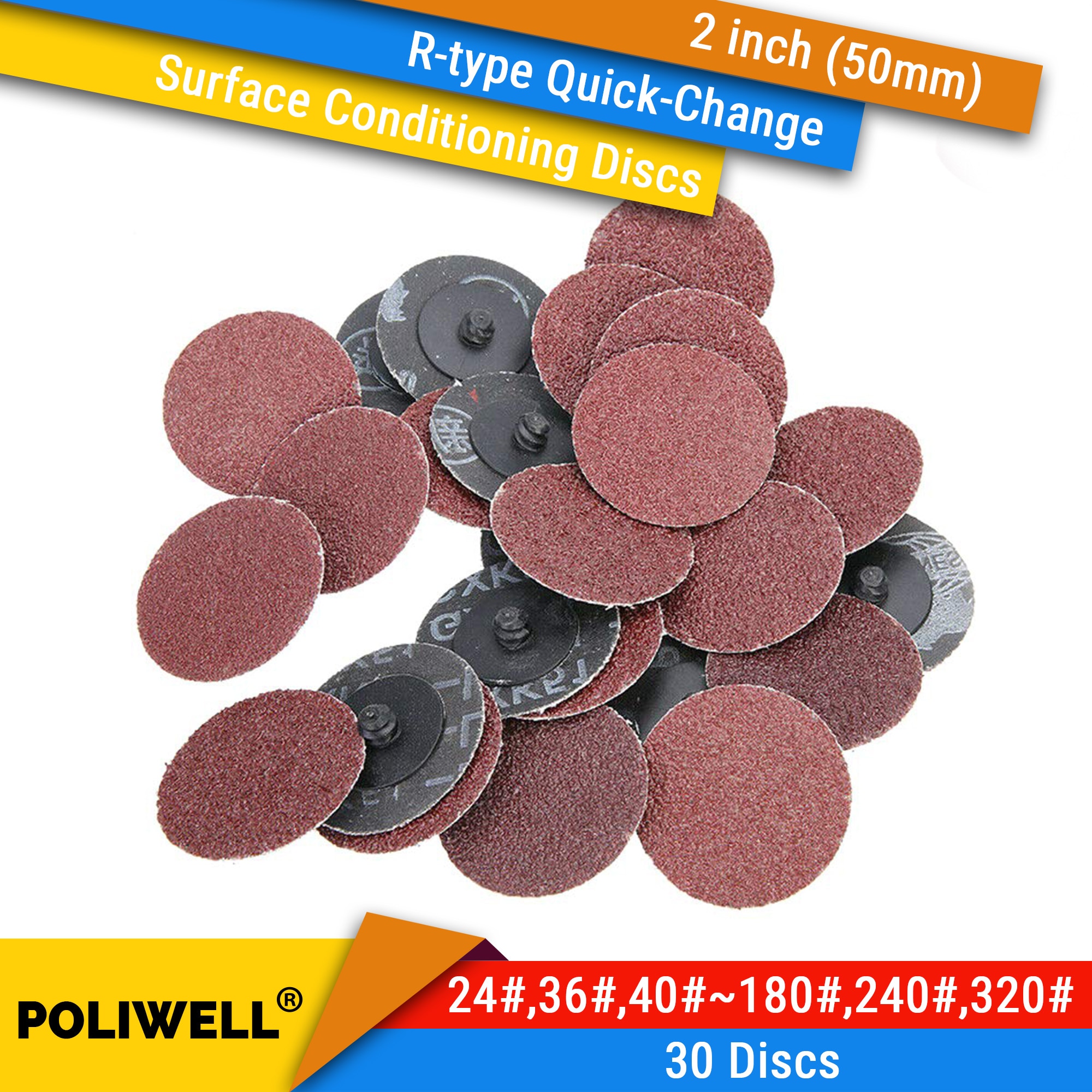 

POLIWELL Шлифовальные диски 2 дюйма, 30 шт.