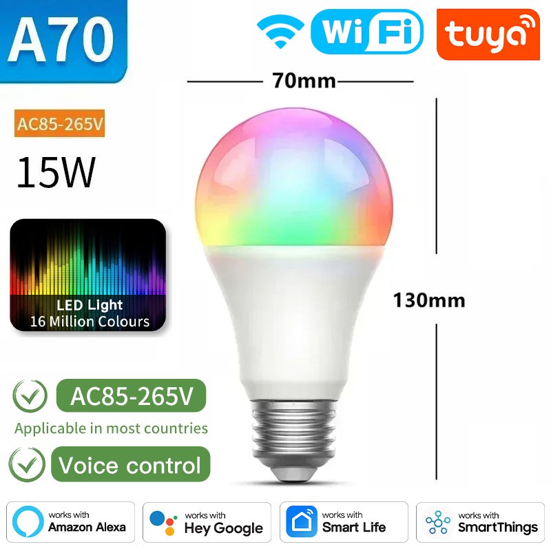 

Лампа TNCE Tuya E27 WIFI Zigbee Bluetooth, светодиодная лампа с регулируемой яркостью 2700-6500k RGB, приложение Smart Life, голос с Alexa Google Home