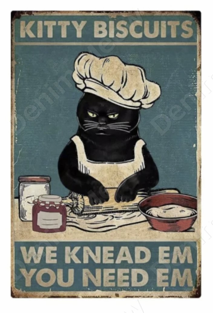 

Винтажная металлическая жестяная вывеска Black Cat, художественный плакат с кошкой для выпечки для бара, кафе, дома, кухни, декора стен, Never Way A Skinny Cook Vign N449