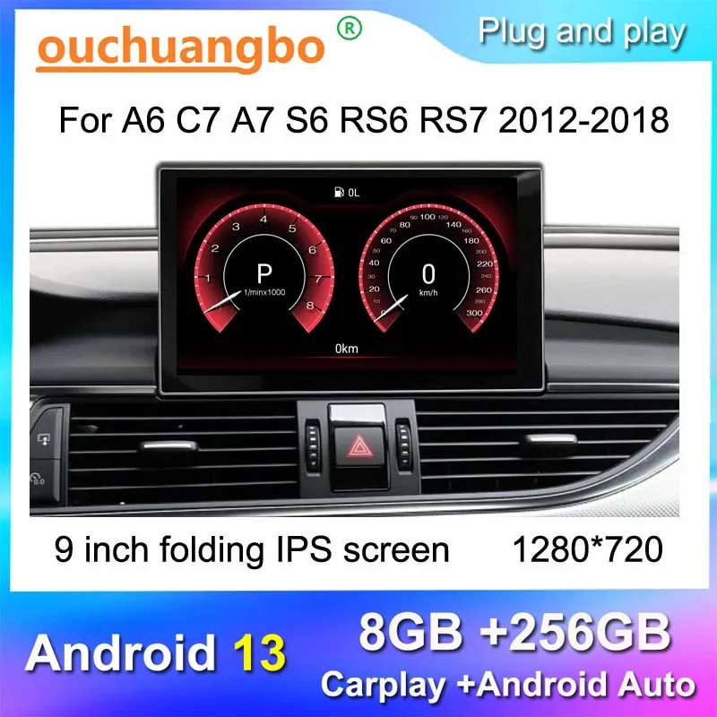 

Ouchuangbo Радиорекордер для RHD 9-дюймовый A6 C7 A7 S6 RS6 RS7 2012-2018 Android 13 Стерео Мультимедийный GPS Android Все в одном 256 ГБ