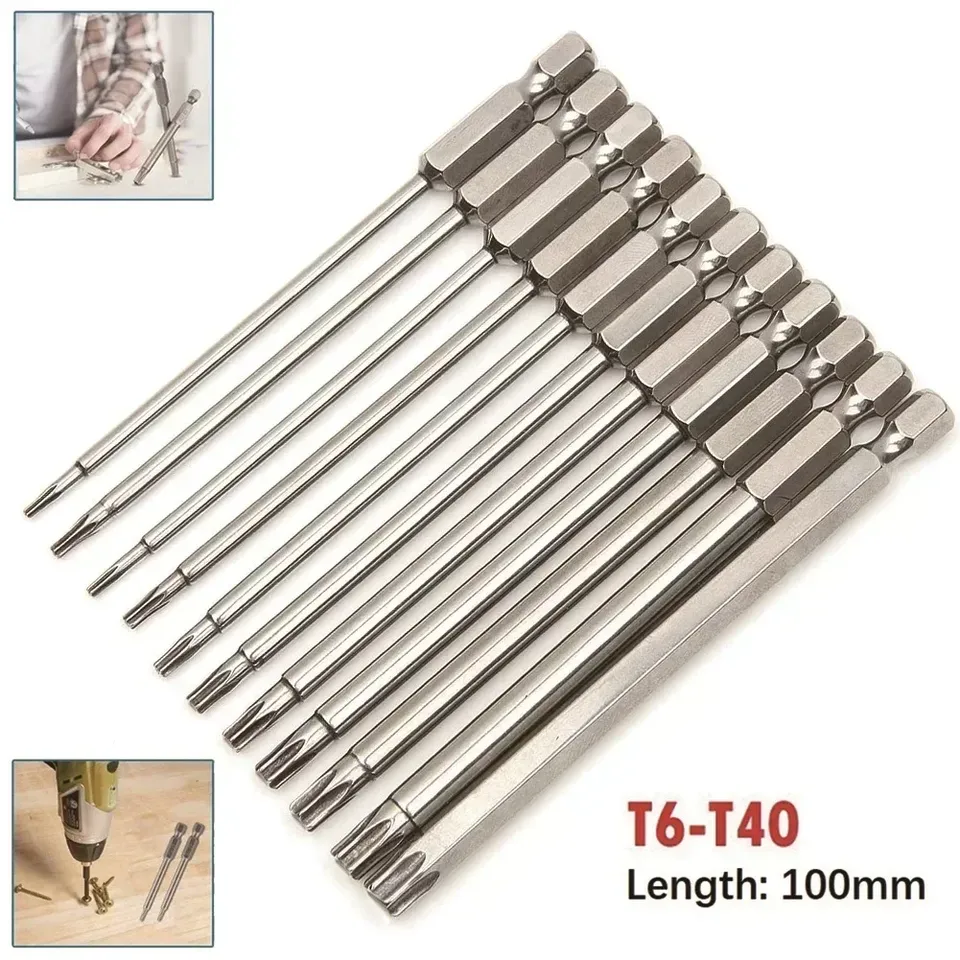 

Бита Torx 75/100MM 1/4 дюйма Hex T6 T7 T8 T9 T10 T15 T20 T25 T27 T30 T40 Магнитная головка легированная сталь биты ручной инструмент
