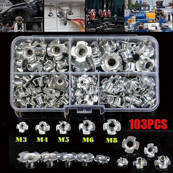 

103 шт. M3/M4/M5/M6/M8 четыре зубца когти гайка динамика глухие вставки гайка Т гайка для деревянной мебели