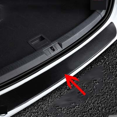 

Для VW TIGUAN MK2 2017 2018 2019 2020 2021 углеродное волокно искусственная кожа задний бампер защитная пластина крышка отделка Аксессуары