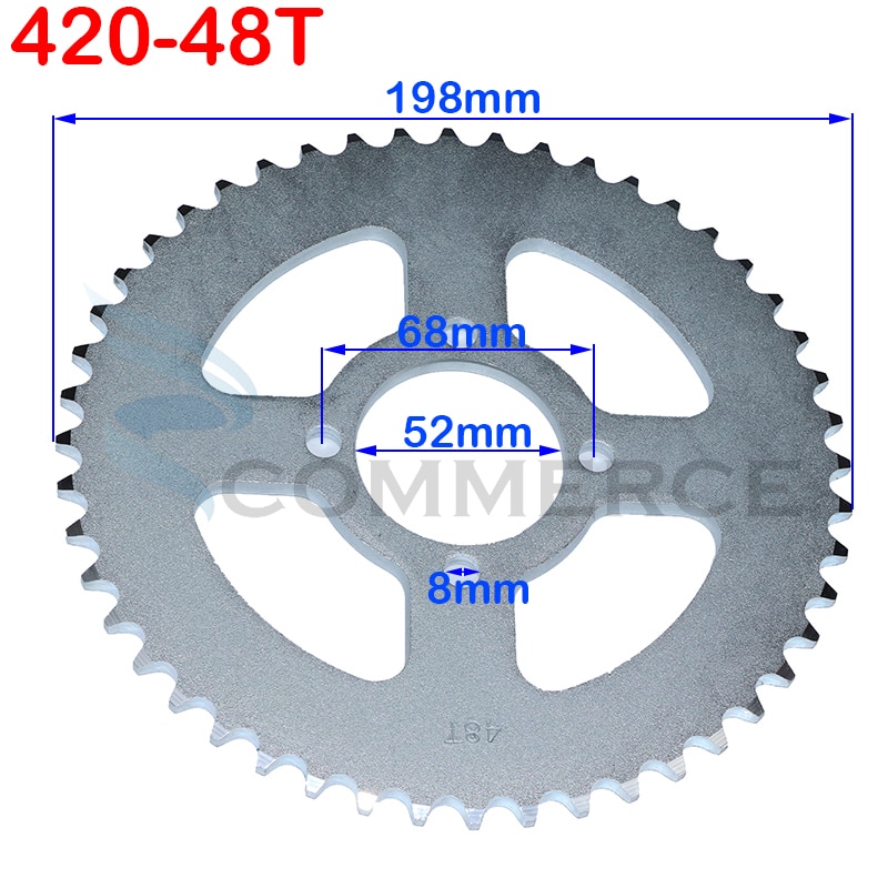 

420/428 цепи 31T/37T/41T/48T 52 мм звездочки Задняя звездочка для мотоцикла квадроцикла внедорожника