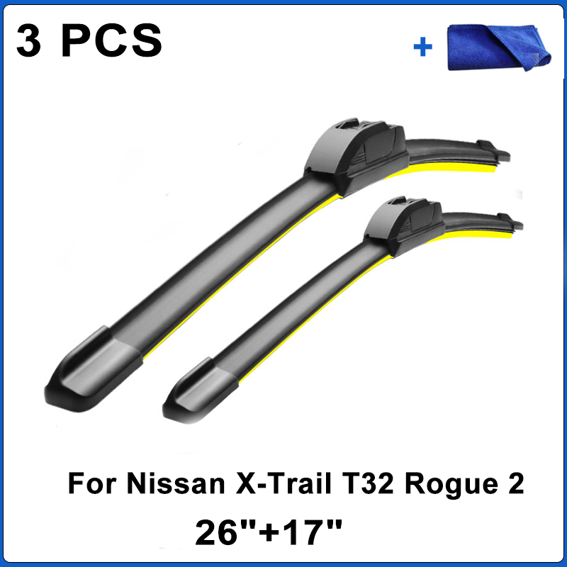 

Для Nissan X-Trail T32 Rogue 2 2014-2022 автомобильные передние и задние щетки стеклоочистителя из мягкой резины стеклоочистители авто лобовое стекло 26 "+ 17"