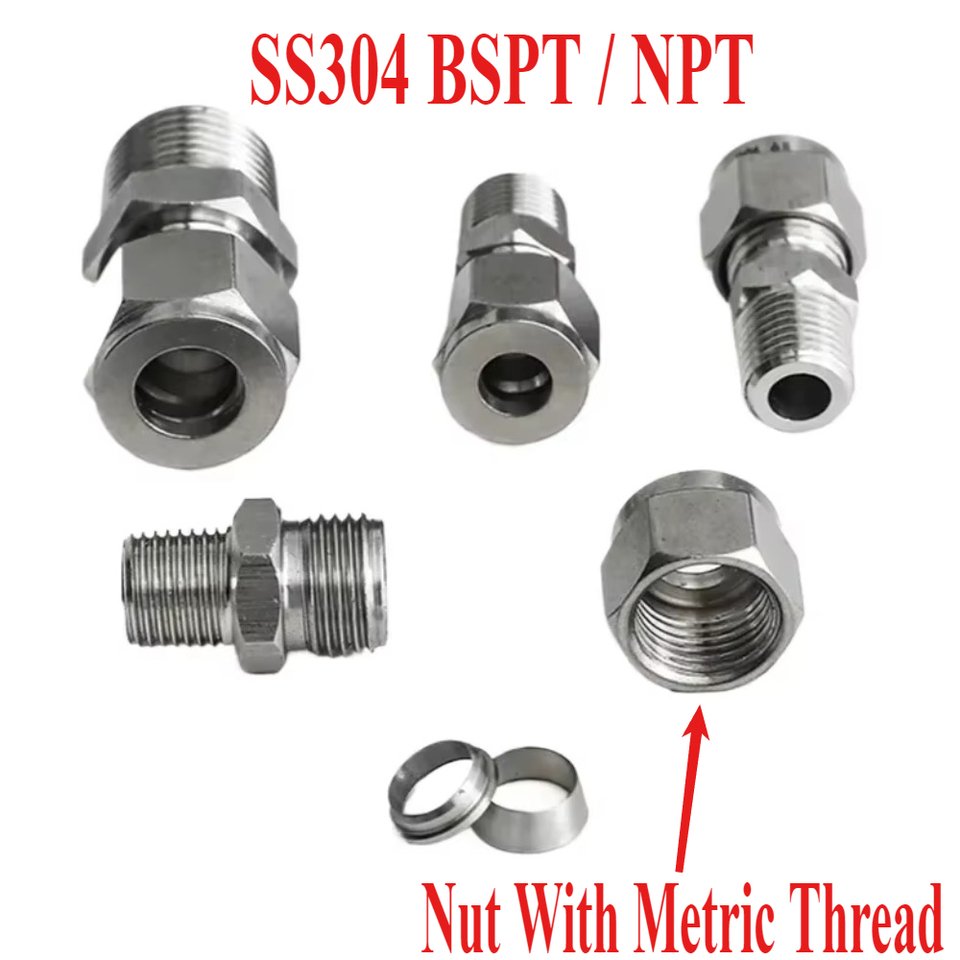 

Компрессионный фитинг из нержавеющей стали 304 1/8"-1" BSPT NPT