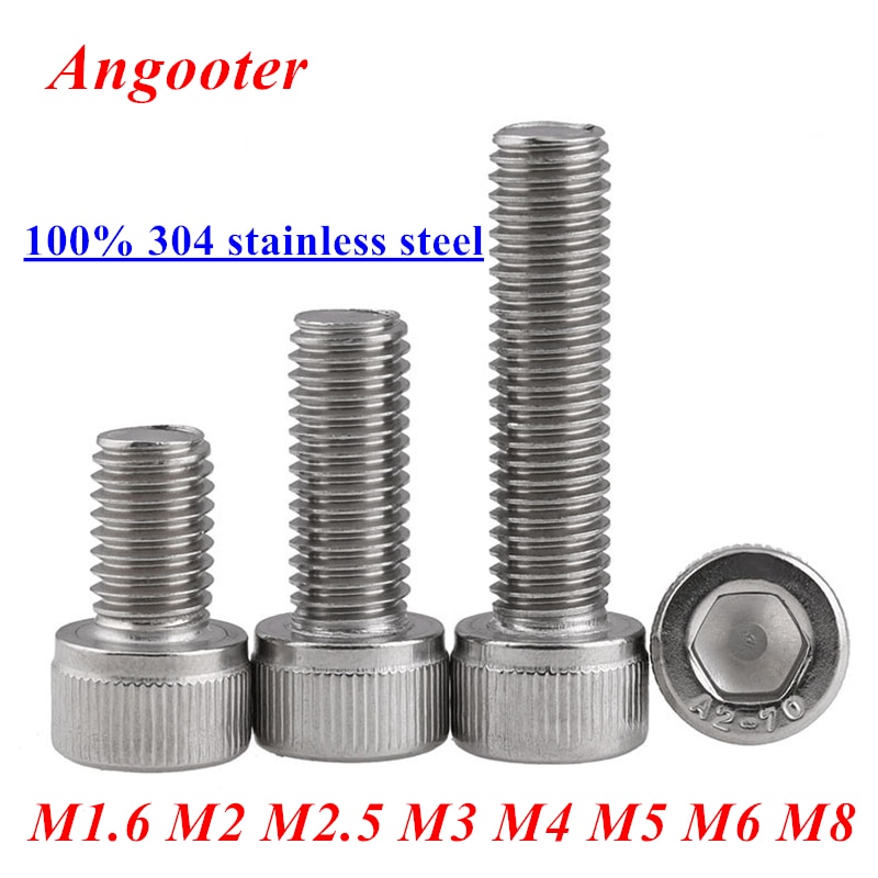

Винты Angooter DIN912 нержавеющая сталь M1.6-M8 50/20/10/5 шт.